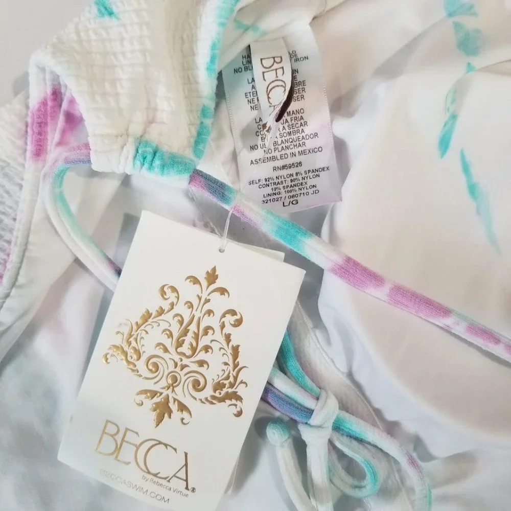 BECCA Iconic Asymmetric Ribbed Tie-Dye One-Piece Swimsuit - Picture 8 of 13